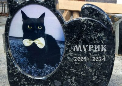 Памятник в форме кота из гранита с фото под стеклом - Avrora Kivi